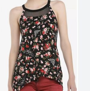 Hot Topic Floral Moth High Neck Tank Top